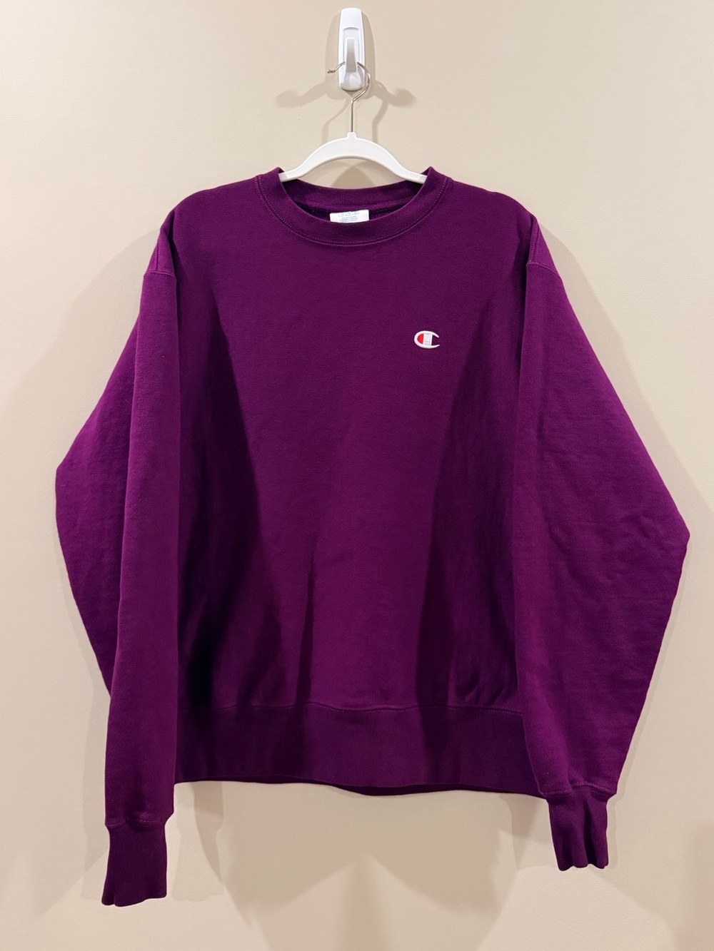 Champion Reverse Weave Purple Crewneck Sweatshirt, Size Large